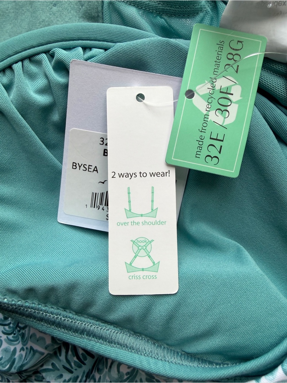 Teal Floral V-Neck Tankini Top and High Waisted Bottom - Picture 10 of 14